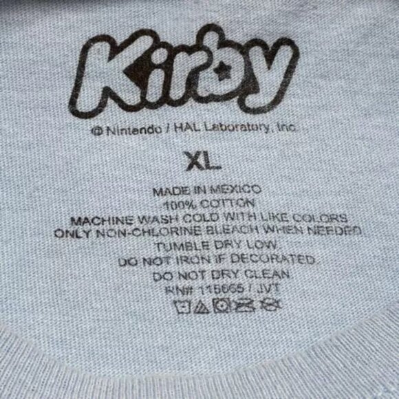 Kirby Men's XL Nintendo Graphic T-Shirt Light Blue Short Sleeve Cotton Crewneck - Picture 3 of 4